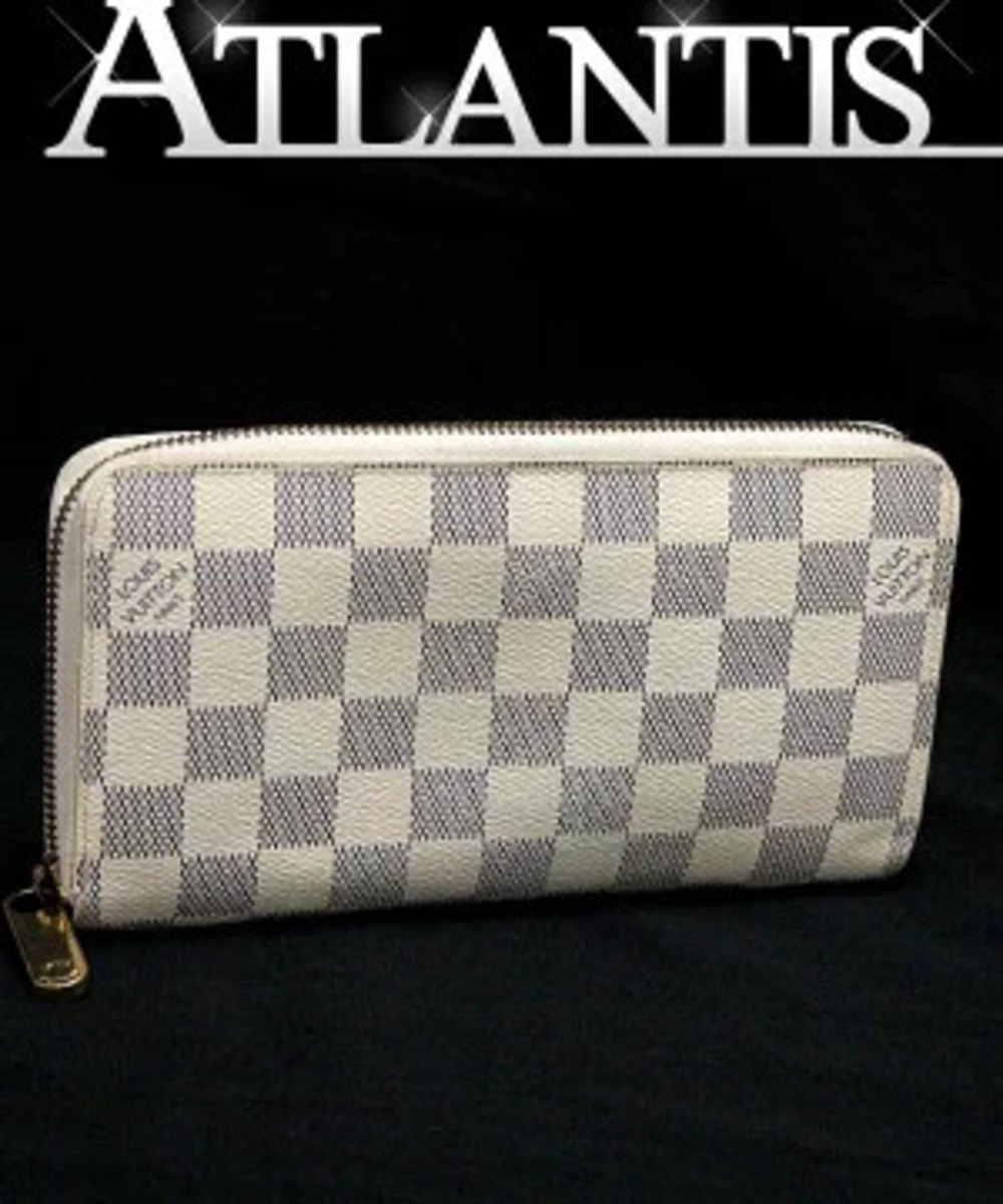 Louis Vuitton Zippy Wallet Round Zipper Long Damier Azur White